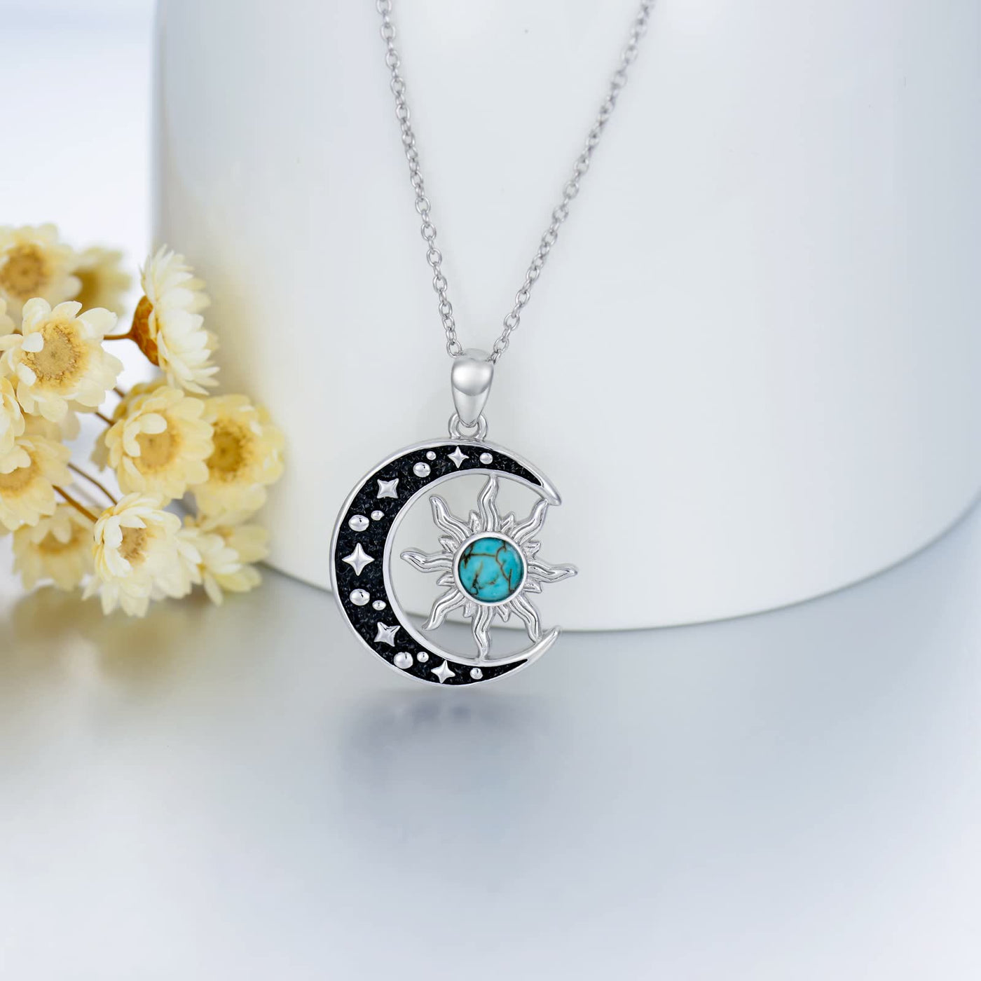 Olivenorma Turquoise Moon Sun Pendant Necklace