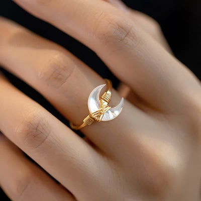 Olivenorma Nacre Crescent Open Adjustable Ring