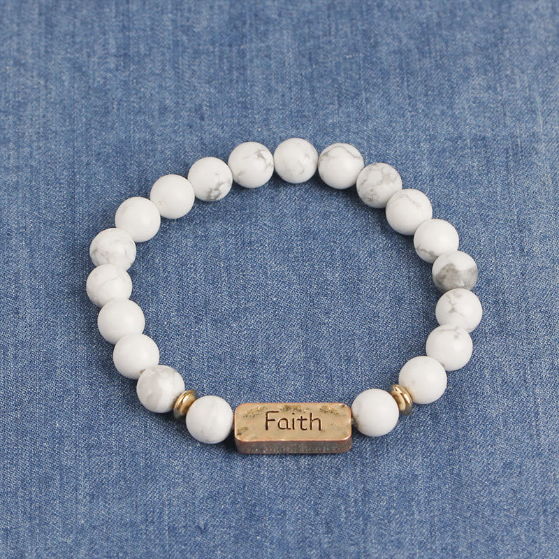 Olivenorma Natural Gemstone Active Faith Engraving Bracelet