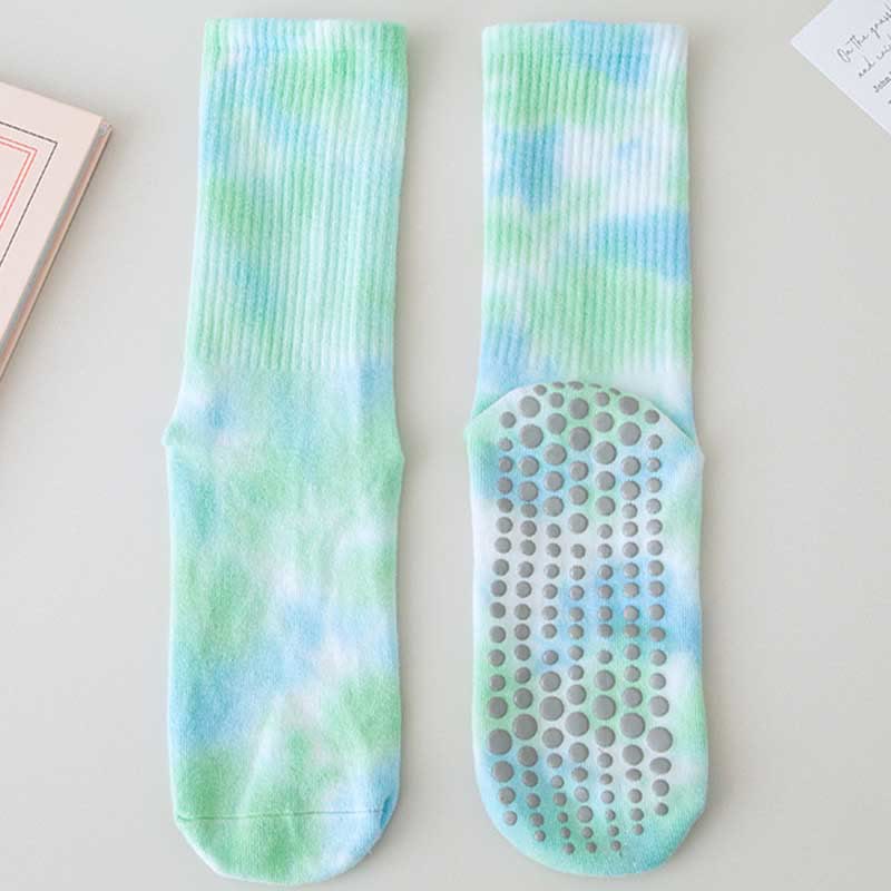 Olivenorma Medium-Tube Tie-dye Anti Slip Yoga Socks