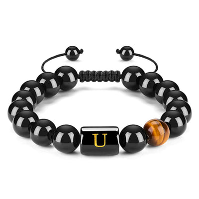 Olivenorma Tiger Eye With Black Onyx Healing Letter Bracelet