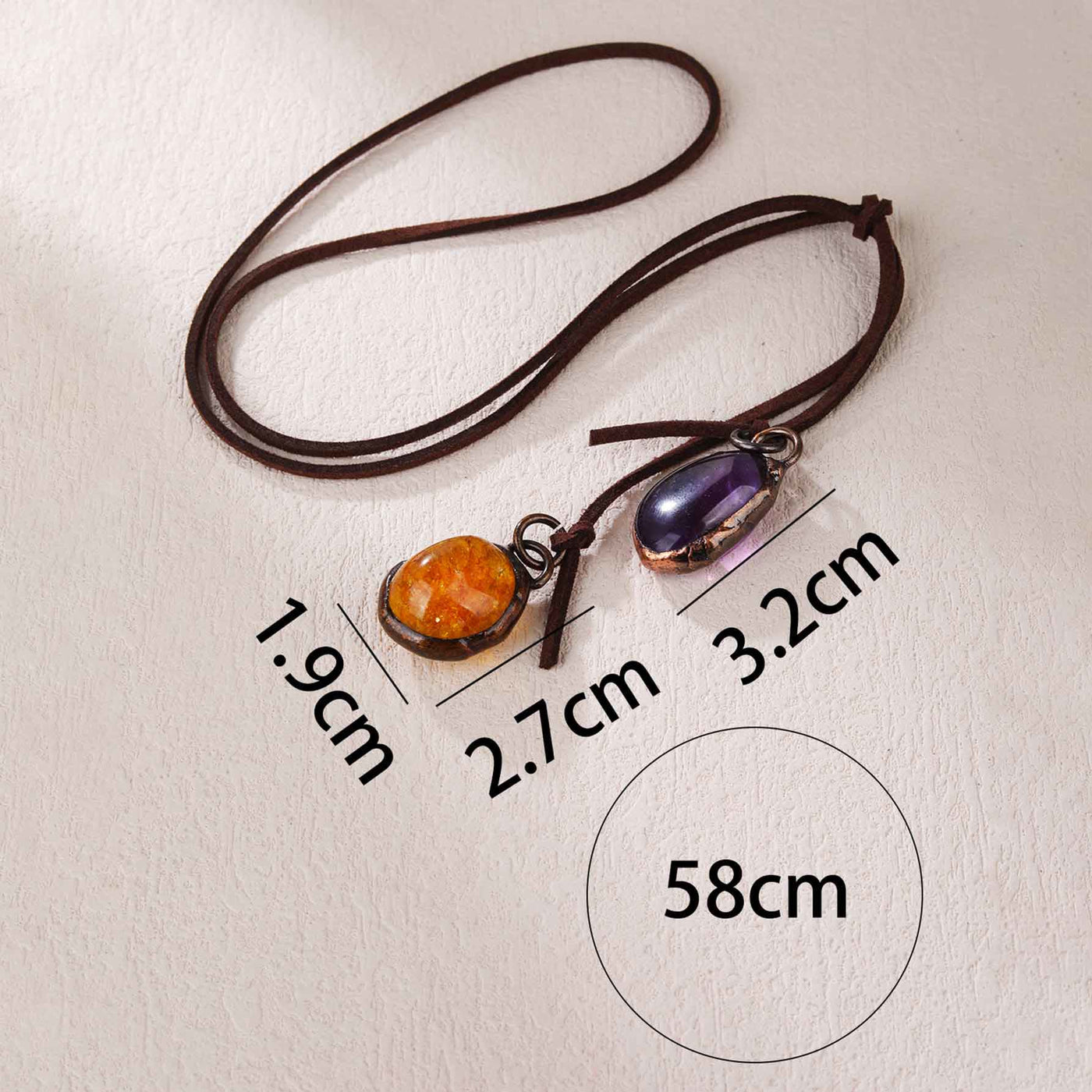 OlivenormaNatural Rough Stone Irregular Pendant Leather Rope Necklace