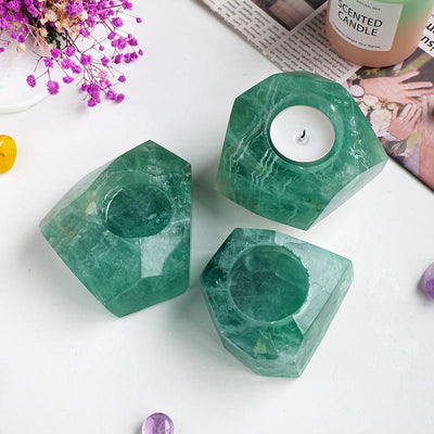 Olivenorma Green Fluorite Polish Candle Holder Natural Stone