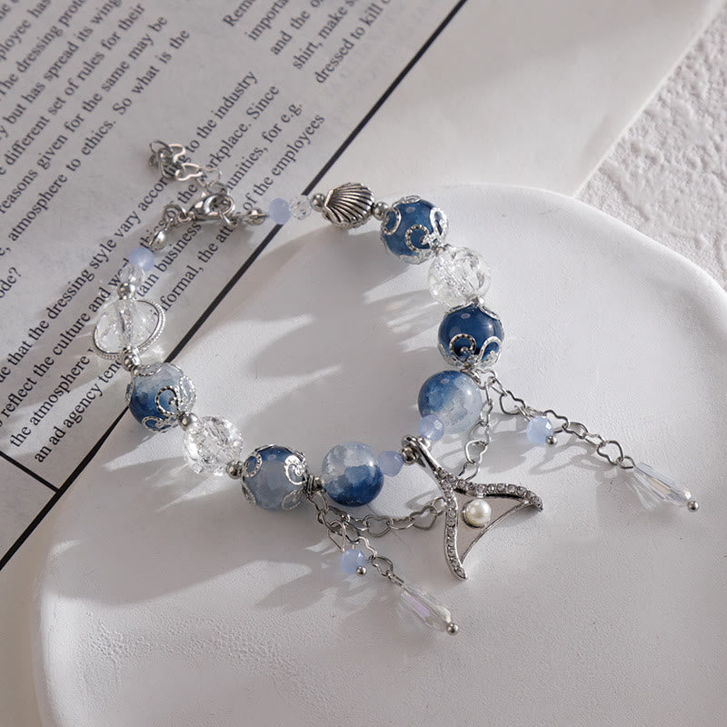 Olivenorma Blue And White Contrasting Glass Crystal Bracelet