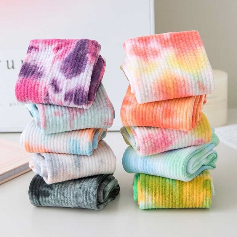 Olivenorma Medium-Tube Tie-dye Anti Slip Yoga Socks