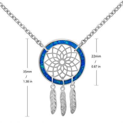 Olivenorma Blue Opal Dream Catcher Necklace