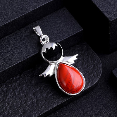 Olivenorma Angel Wing Crystal Drop Pendant Necklace