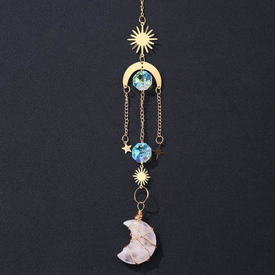 Sun And Moon Crystal Handmade Gemstone Ornament