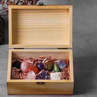 Olivenorma 11 Types Of Natural Stone Wooden Boxes Crystal Set