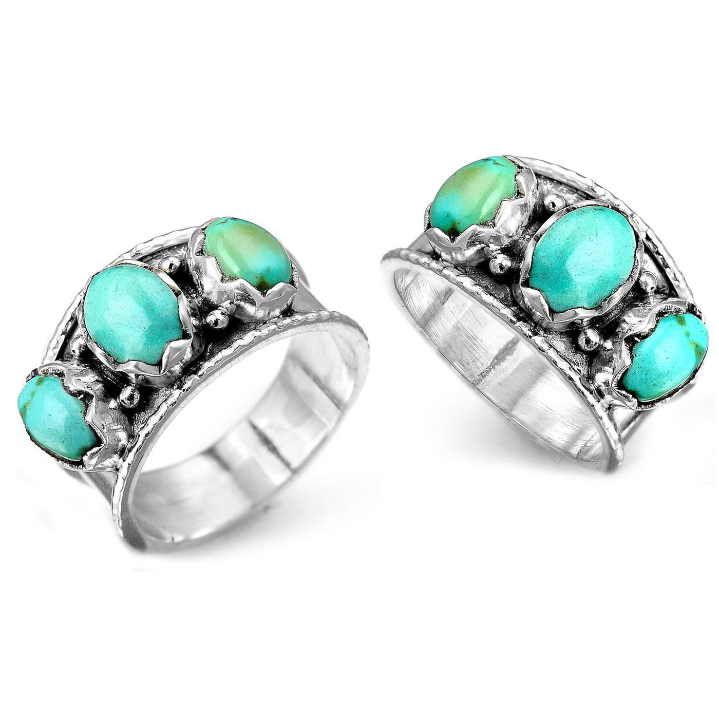 Olivenorma Three Stone Bohemian Turquoise Ring