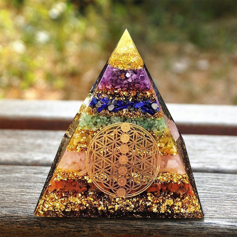 Olivenorma Chakra Flower of Life Orgone Pyramid