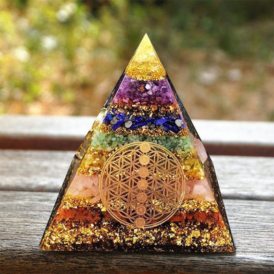 Olivenorma Chakra Flower of Life Orgone Pyramid