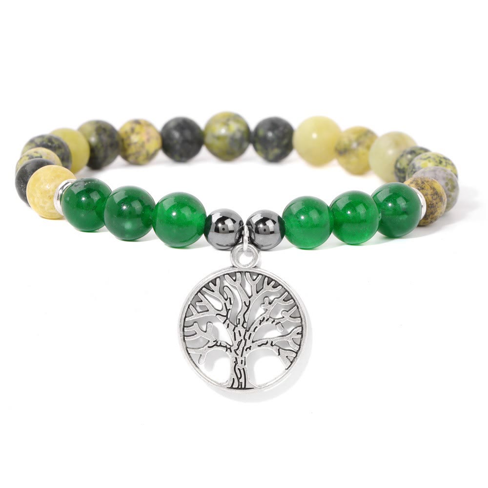 Olivenorma Natural Crystal Tree of Life Pendant Bracelet