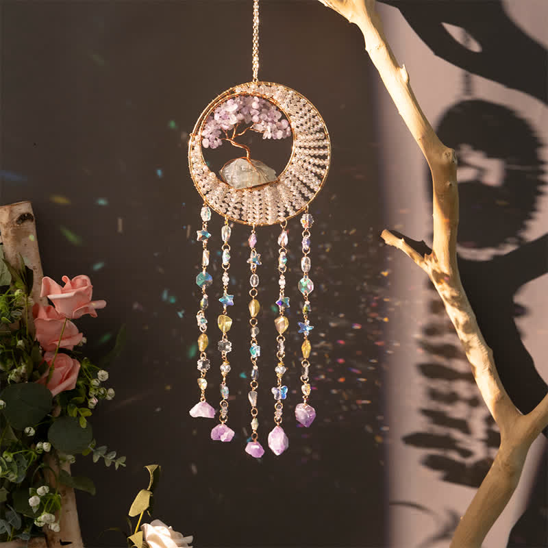 Olivenorma Lepidolite Tree Of Life Suncatcher Wind Chime