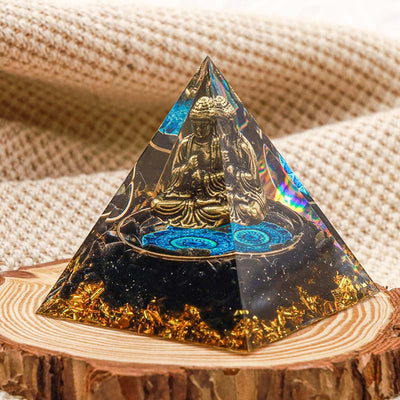 Olivenorma Obsidian Buddha Protection Orgone Pyramid