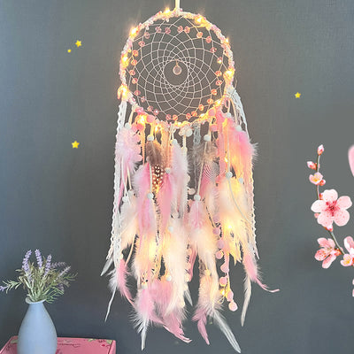 Olivenorma Pink Acrylic Bead Woven Dream Catcher