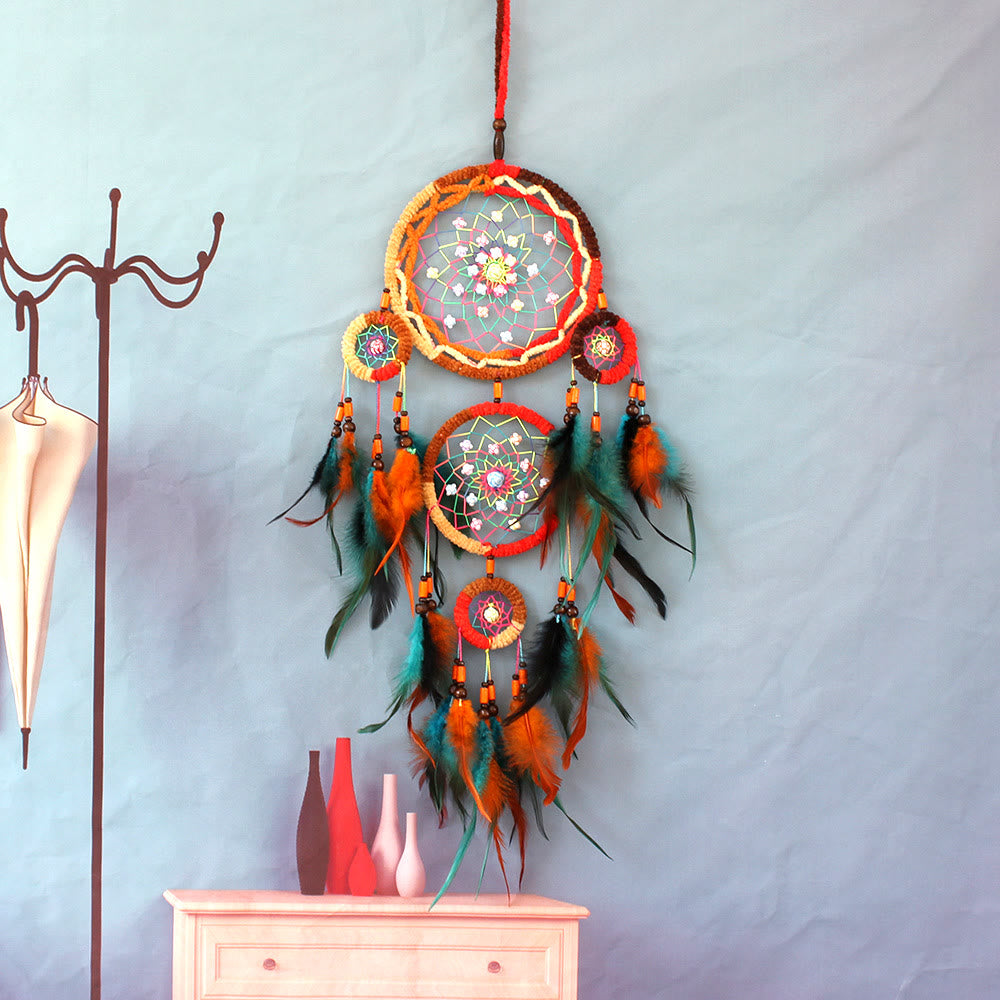 Olivenorma Handmade Wooden Beads Feather Dream Catcher