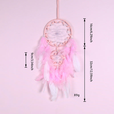 Olivenorma Pink Acrylic Wooden Beads Feather Dream Catcher