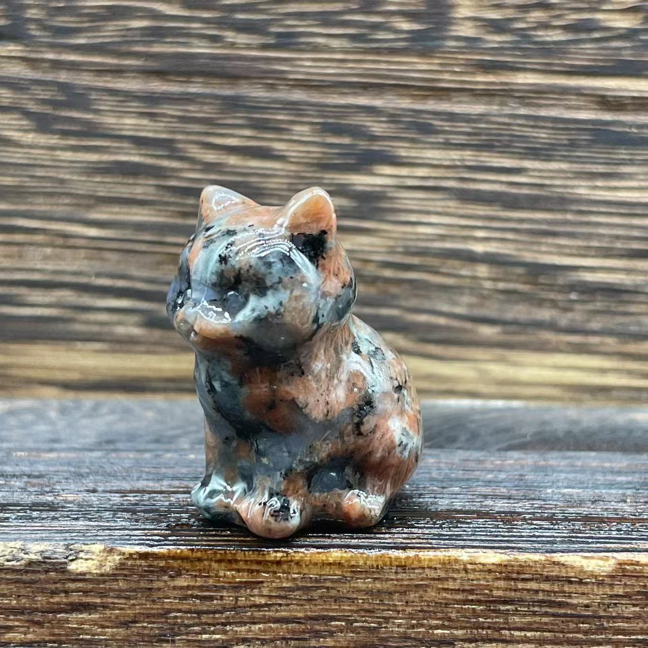 Olivenorma Natural Stone 1.2 Inch Cute Kitten Gemstone Decoration