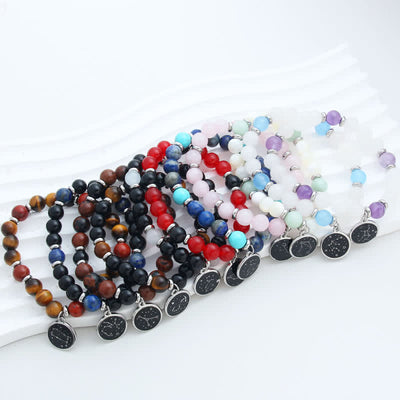 Olivenorma Natural Stone Beads Stainless Steel Zodiac Bracelet