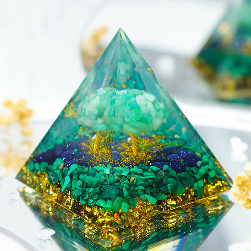 Olivenorma "Green Forest" - Malachite Tree Of Life Orgone Pyramid