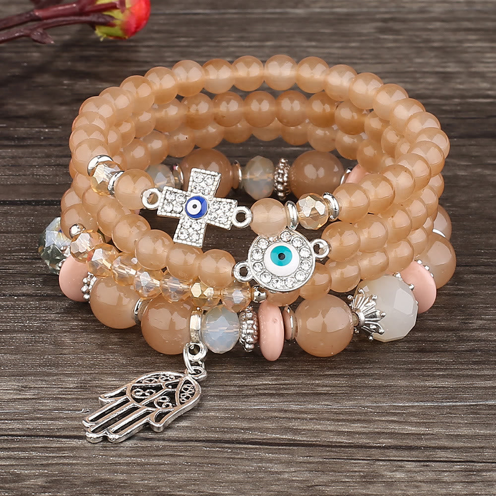 (Clearance 30% OFF / CODE: OFF30) - Olivenorma Evil Eye Hamsa Protection 4-Piece Bracelet Set