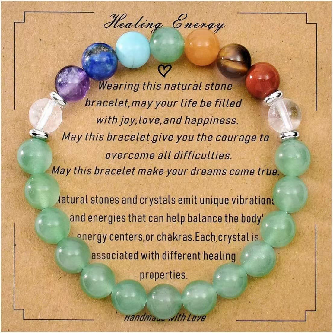 Olivenorma Blessing Card Natural Stone Beaded Bracelet