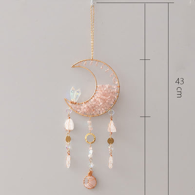 Olivenorma Rose Quartz Clear Crystal Moon Suncatcher Wind Chime