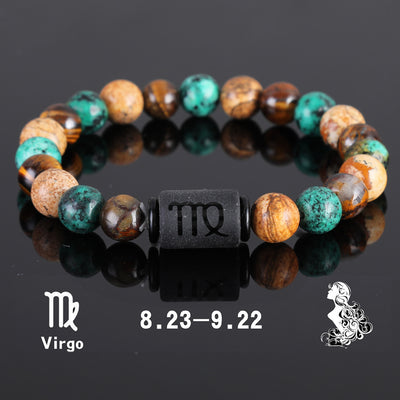 Olivenorma Tiger Eye Bronzite Beaded Zodiac Pendant Bracelet