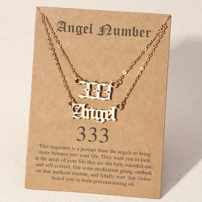 Olivenorma Angle Number & Angel Dainty Double Necklace