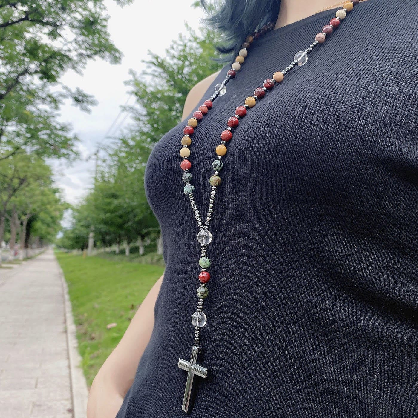 Olivenorma Natural Mookaite Beads Rosary Mala Necklaces