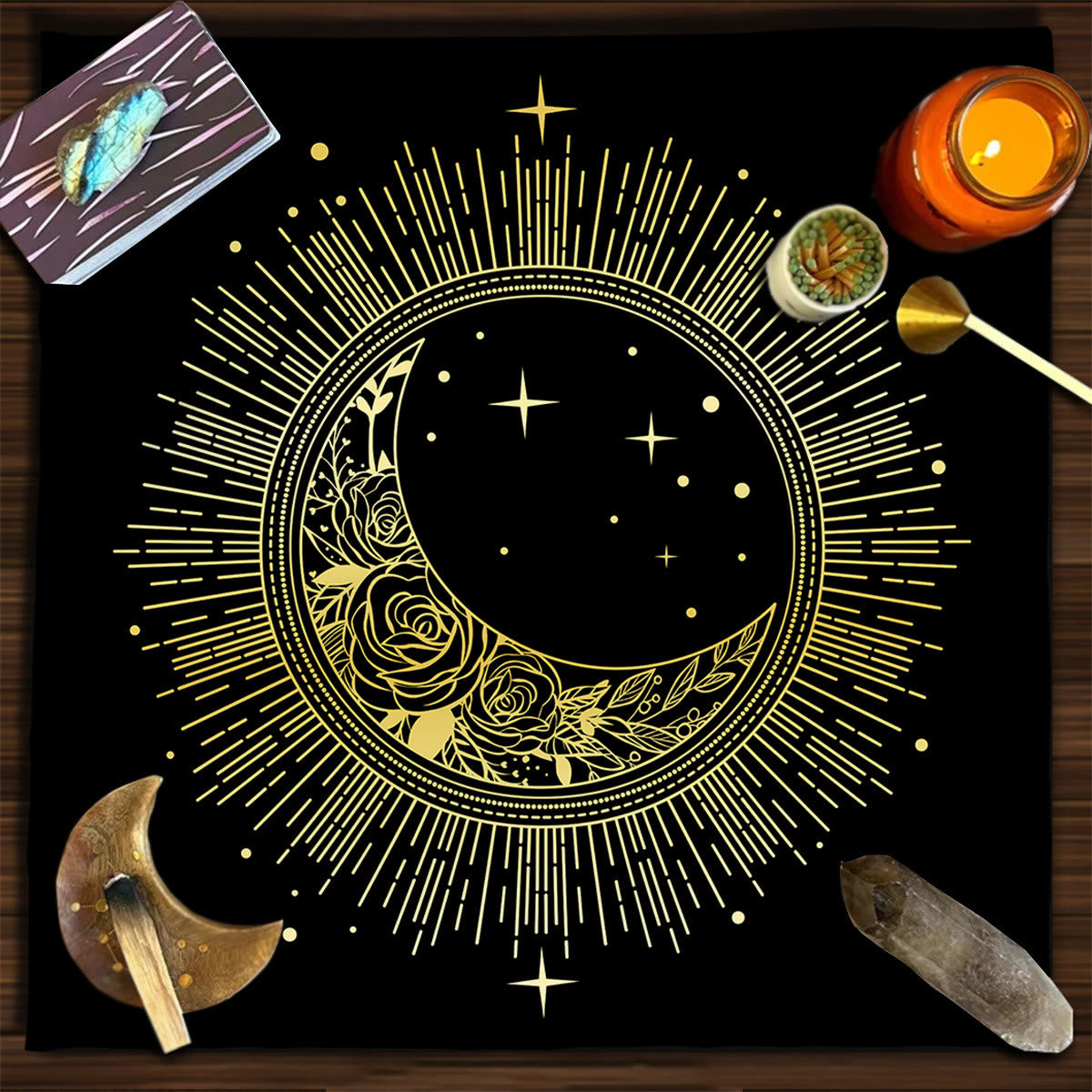 Olivenorma Square Divination Moon Phases Tarot Tablecloth