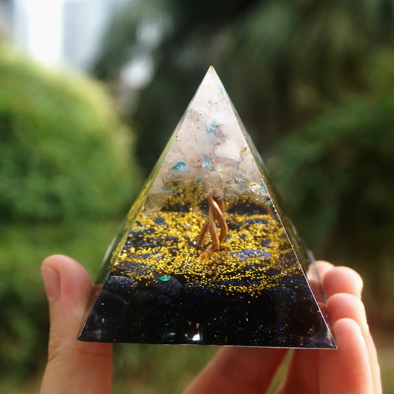 Olivenorma Rose Quartz Blue Sandstone Tree Of Life Orgone Pyramid