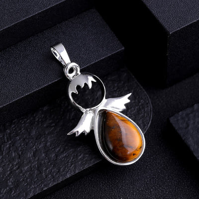 Olivenorma Angel Wing Crystal Drop Pendant Necklace