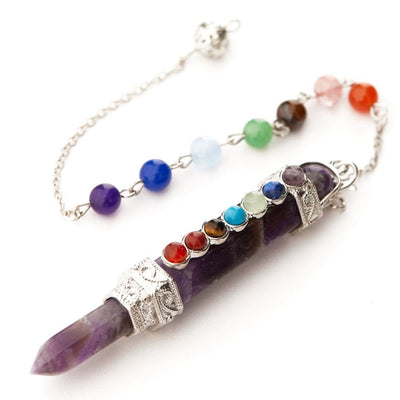 Olivenorma Chakra Crystal Hexagonal Column Pendulum