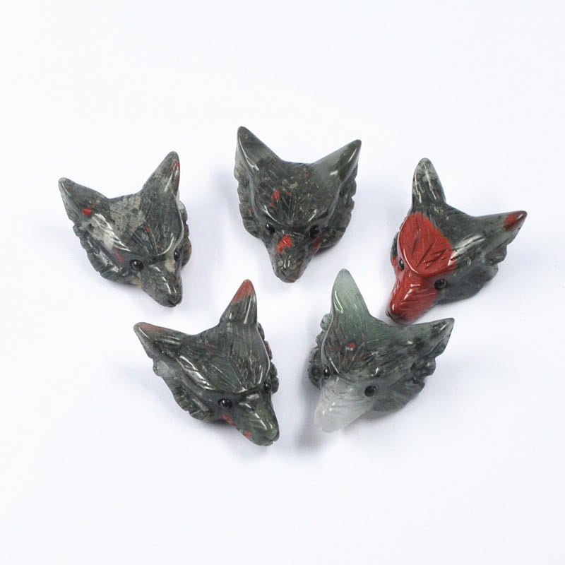 Olivenorma Natural Crystal Carved Wolf Head Accessory Gemstone Decoration - African Bloodstone - image 8