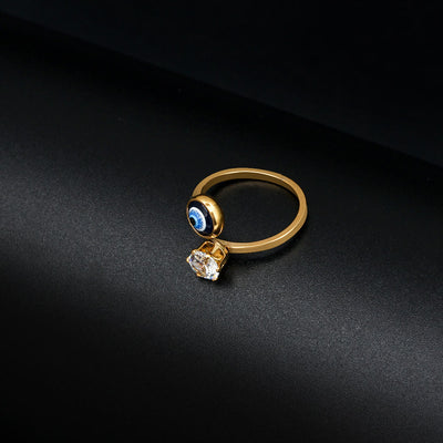 Olivenorma White Zircon Gold Plated Evil Eye Women Ring