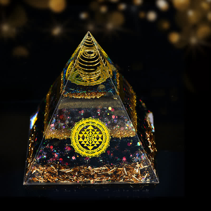 Olivenorma 10cm Good Luck Natural Crystal Ball Orgone Pyramid