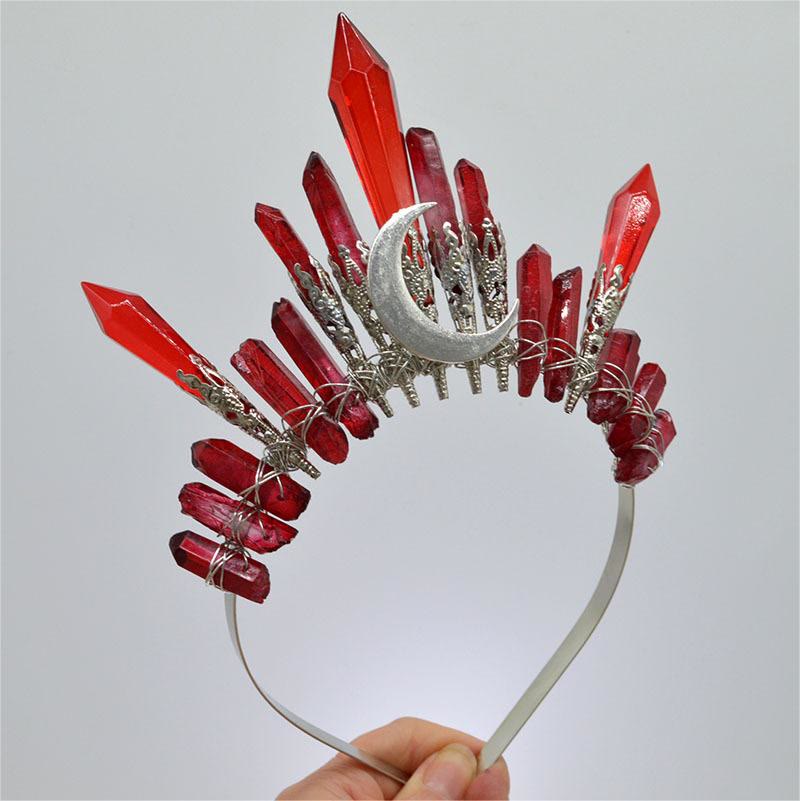 Olivenorma Handmade Moon Natural Crystal Crown - Garnet - image 7