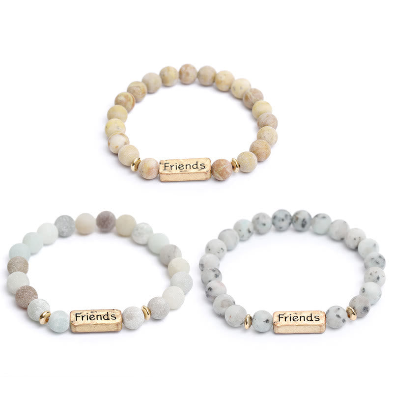 Olivenorma Natural Gemstone Friends Engraving Bracelet