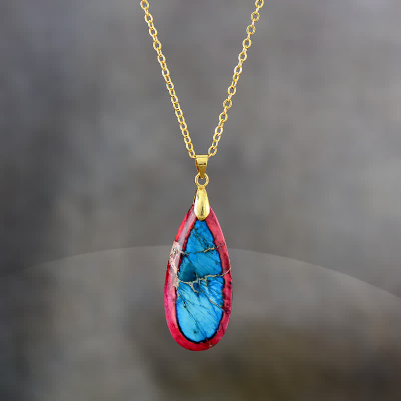 Olivenorma Natural Color Emperor Stone Water Drop Pendant Necklace