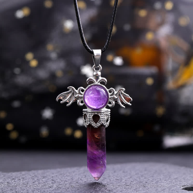 Olivenorma Natural Stone Angel Devil Wings Pendant Necklace