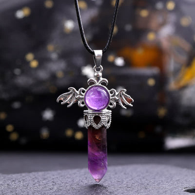 Olivenorma Natural Stone Angel Devil Wings Pendant Necklace