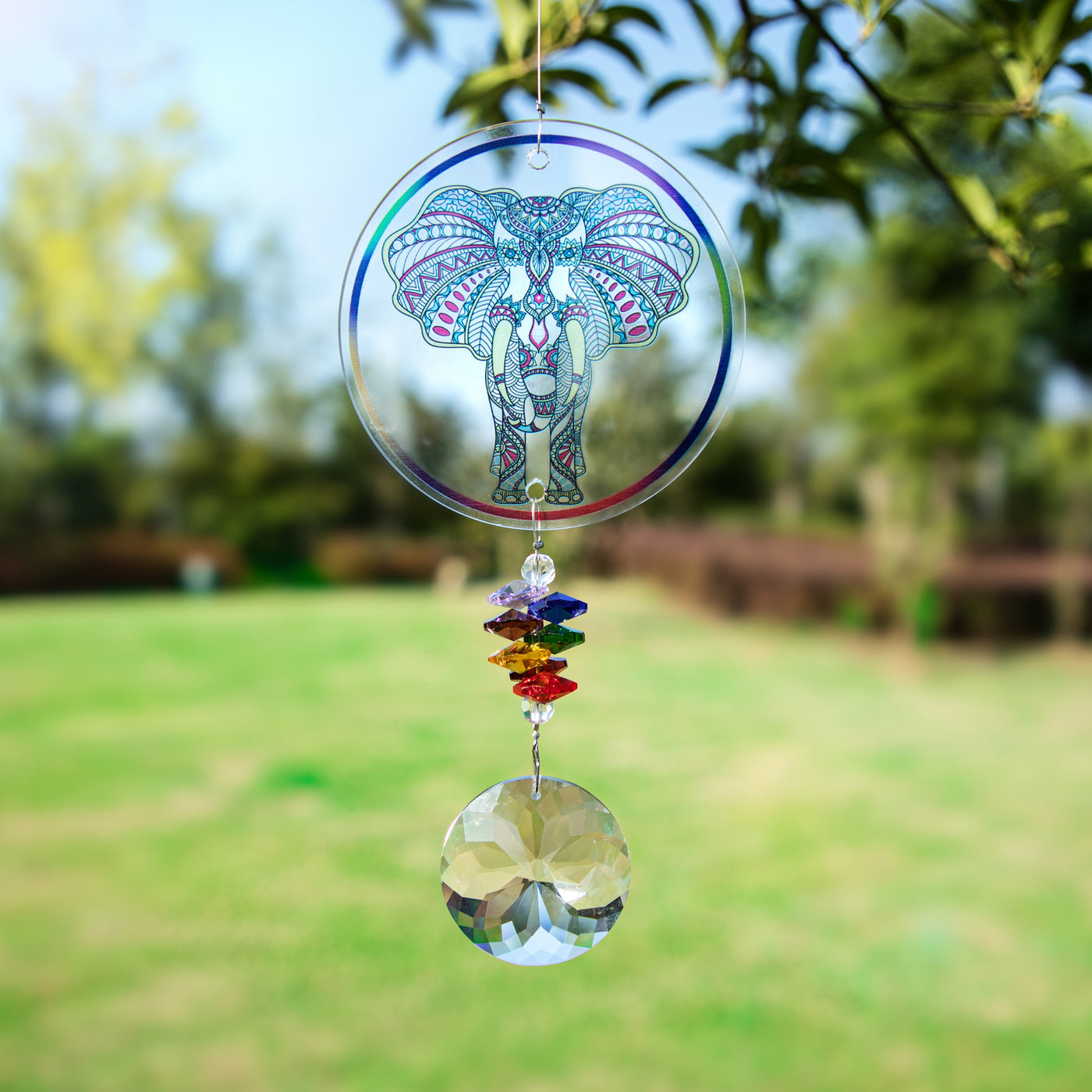 Olivenorma Owl Chakra Crystal Pendant Suncatcher Wind Chime