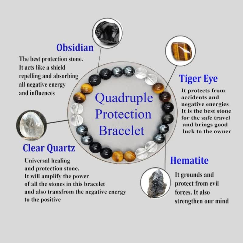 Olivenorma Natural Stone Beads Quadruple Protection Bracelet