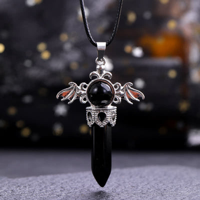 Olivenorma Natural Stone Angel Devil Wings Pendant Necklace