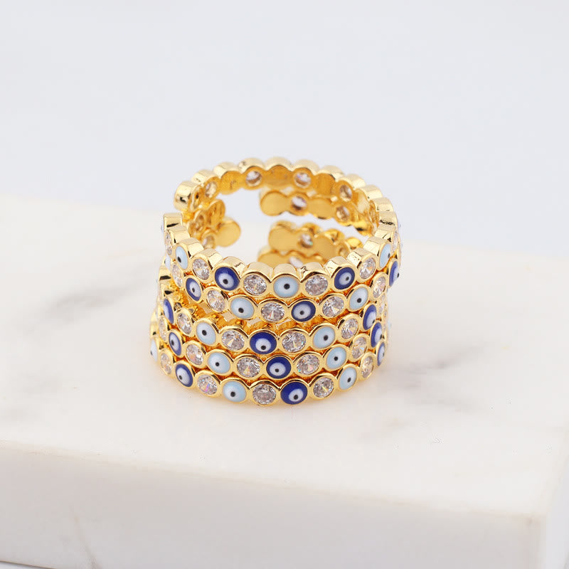 Olivenorma Colorful Evil Eye White Zircon Adjustable Ring