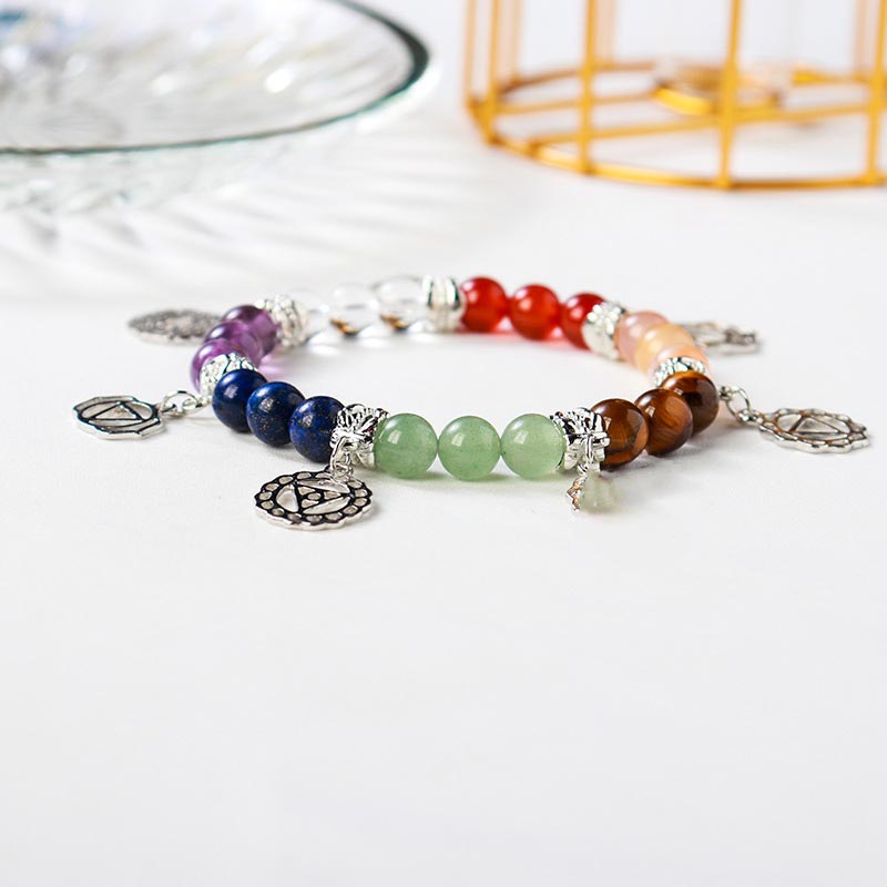 Natural Gemstone Seven Chakra Yoga Bracelet