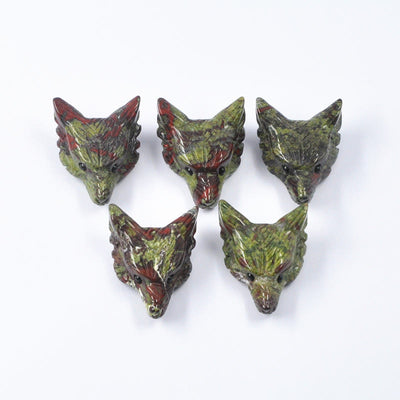 Olivenorma Natural Crystal Carved Wolf Head Accessory Gemstone Decoration - Dragon Blood Stone - image 6