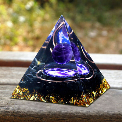 Olivenorma Black Tourmaline Amethyst Orgone Pyramid